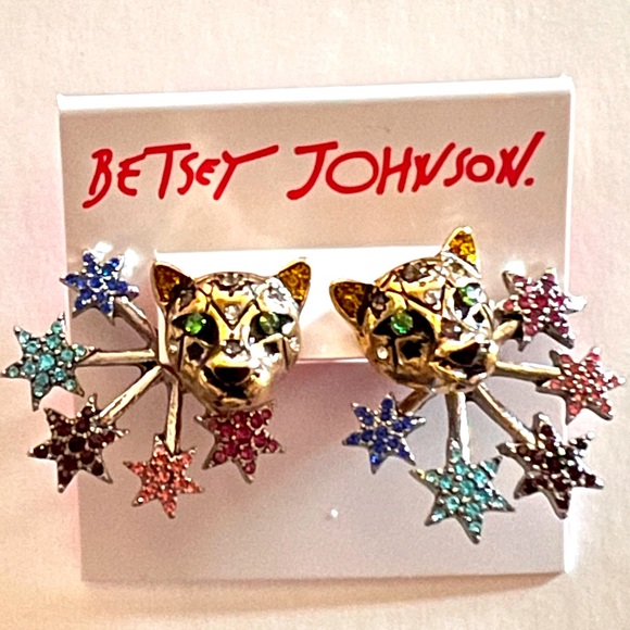 New Betsey Johnson multicolored HEAVENLY CREATURES front/back earrings - Picture 6 of 12